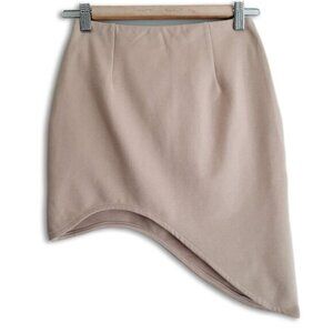 COCO & YVES Asymmetrical Fitted Mini Skirt Light Beige Sz S